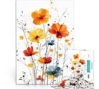 Puzzle for teenagers 1000 Pieces Watercolor Wildflowers Herausfordernd Schwierig mit passendem Poster und Quizblatt75x50cm