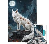 Puzzle for Teenagers 1000 Pieces White Fox with Mystical Markings Help The Brain Exercise Pattern Assembly Toy Wall Decor for And 14 Years And over (38X52cm)