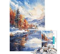 Puzzle for Teenagers 1000 Pieces Winters Dawn Reflection Adult Jigsaw Puzzle Hands-on Game Staycation Kill Time Deal As Gifts for The Whole Family (Size 50x75cm)