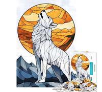 Puzzle for Teenagers 1000 Pieces Wolf Howling at The Moon Educational Challenge Learning Educational Home Decoration Toys for And from 14 Years And over (38x52cm)