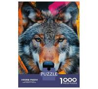 Puzzle for Teenagers 1000 Pieces Wolf Portrait with Abstract Strokes Puzzles for Adults Relaxing Games Wall Decoration Deal As Gifts for The Whole Family 70x50cm/1000pcs