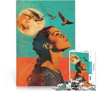 Puzzle for teenagers 1000 Pieces Woman Gazing at the Moon Schwierig und herausfordernd Für Paare geeignet38x26cm
