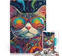 Puzzle for teenagers 2000 Pieces Psychedelic Cat Portrait Game Toys 70x100cm deal as gifts for the whole family for Age 14 Years Up