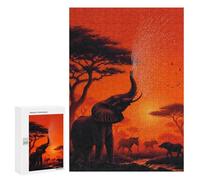 Puzzle for Teenagers 300 PCS African Sunset Wildlife Scene Jigsaw Puzzles for Adults Pattern Assembly Fun Activities at Home Challenging Game Toys 300 PCS