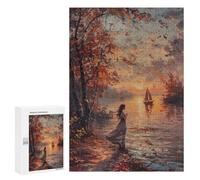 Puzzle for Teenagers 300 PCS Autumn Serenity by Lake Jigsaw Puzzles for Adults Pattern Assembly Fun Activities at Home Challenging Game Toys 300 PCS
