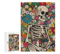 Puzzle for Teenagers 300 PCS Colorful Floral Skeleton Art Print Jigsaw Puzzles for Adults Pattern Assembly Fun Activities at Home Challenging Game Toys 300 PCS