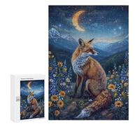 Puzzle for Teenagers 300 PCS Fox in Starry Night Landscape Jigsaw Puzzles for Adults Pattern Assembly Fun Activities at Home Challenging Game Toys 300 PCS