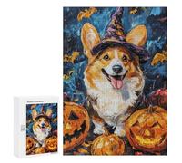 Puzzle for Teenagers 300 PCS Halloween Corgi with Pumpkins-1 Jigsaw Puzzles for Adults Pattern Assembly Fun Activities at Home Challenging Game Toys 300 PCS