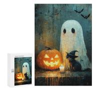 Puzzle for Teenagers 300 PCS Halloween Ghost And Cat Scene-2 Jigsaw Puzzles for Adults Pattern Assembly Fun Activities at Home Challenging Game Toys 300 PCS