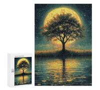 Puzzle for Teenagers 300 PCS Moonlit Lake Reflection Jigsaw Puzzles for Adults Pattern Assembly Fun Activities at Home Challenging Game Toys 300 PCS