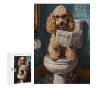 Puzzle for Teenagers 300 PCS Poodle Reading Newspaper on Toilet-4 Jigsaw Puzzles for Adults Pattern Assembly Fun Activities at Home Challenging Game Toys 300 PCS