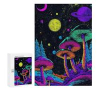 Puzzle for Teenagers 300 PCS Psychedelic Mushroom Forest-2 Jigsaw Puzzles for Adults Pattern Assembly Fun Activities at Home Challenging Game Toys 300 PCS