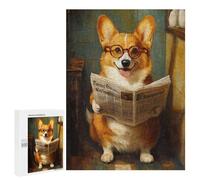 Puzzle for Teenagers 500 PCS Corgi Reading Newspaper Jigsaw Puzzles for Adults Pattern Assembly Fun Activities at Home Challenging Game Toys 500 PCS