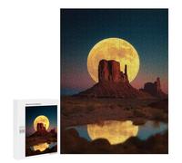 Puzzle for Teenagers 500 PCS Full Moon Over Monument Valley Reflection Jigsaw Puzzles for Adults Pattern Assembly Fun Activities at Home Challenging Game Toys 500 PCS