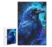 Puzzle for Teenagerss 1000 PCS Abstract Raven Blue Flames Puzzles for Adults Fun Games Perfect Decoration Deal As Gifts for The Whole Family 1000 PCS