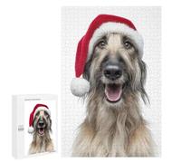 Puzzle for Teenagerss 1000 PCS Afghan Hound Dog with Santa Hat Puzzles for Adults Brain Teaser Game Home Decoration Stress Reduction Gifts 1000 PCS