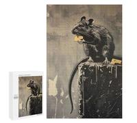 Puzzle for Teenagerss 1000 PCS Banksy Graffiti Rat Cheese Puzzles for Adults Brain Teaser Game Home Decoration Stress Reduction Gifts 1000 PCS