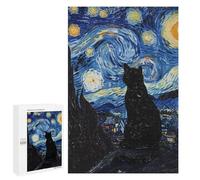 Puzzle for Teenagerss 1000 PCS Cat Stary Night Puzzles for Adults Fun Games Perfect Decoration Deal As Gifts for The Whole Family 1000 PCS
