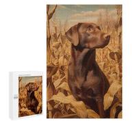 Puzzle for Teenagerss 1000 PCS Chocolate Labrador in Cornfield Adult Puzzles Brain Teaser Game Stress Reliever Unique Birthday And Gifts 1000 PCS