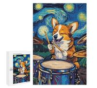 Puzzle for Teenagerss 1000 PCS Corgi Drummer Starry Night Adult Puzzles Toy Wall Decor Staycation Kill Time for Birthday, Chrismas 1000 PCS