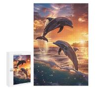 Puzzle for Teenagerss 1000 PCS Dolphin Sunset Dance Adult Puzzles Toy Wall Decor Staycation Kill Time for Birthday, Chrismas 1000 PCS
