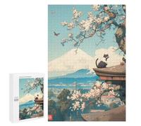 Puzzle for Teenagerss 1000 PCS Fuji Mount Cat Japanese Puzzles for Adults Fun Games Perfect Decoration Deal As Gifts for The Whole Family 1000 PCS