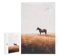 Puzzle for Teenagerss 1000 PCS Lone Horse in Field Puzzles for Adults Brain Teaser Game Home Decoration Stress Reduction Gifts 1000 PCS