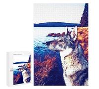 Puzzle for Teenagerss 1000 PCS Painted Dog by The Lake Puzzle for Adults Relax Games But Fun And Humorous Unique Birthday And Gifts 1000 PCS