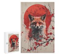 Puzzle for Teenagerss 1000 PCS Red Fox And Cherry Blossoms Puzzles for Adults Fun Games Perfect Decoration Deal As Gifts for The Whole Family 1000 PCS