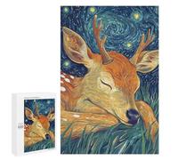 Puzzle for Teenagerss 1000 PCS Sleeping Deer Under Starry Night Puzzles for Adults Fun Games Perfect Decoration Deal As Gifts for The Whole Family 1000 PCS