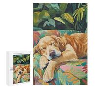 Puzzle for Teenagerss 1000 PCS Sleeping Golden Retriever Puzzles for Adults Fun Games Perfect Decoration Deal As Gifts for The Whole Family 1000 PCS