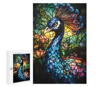 Puzzle for Teenagerss 1000 PCS Stained Glass Peacock Puzzles for Adults Fun Games Perfect Decoration Deal As Gifts for The Whole Family 1000 PCS