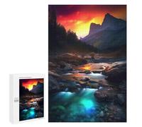 Puzzle for Teenagerss 1000 PCS Sunset Mountain Stream Puzzle for Adults Relax Games But Fun And Humorous Unique Birthday And Gifts 1000 PCS