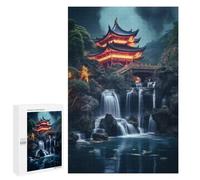 Puzzle for Teenagerss 1000 PCS Temple Waterfall in Japan Puzzles for Adults Brain Teaser Game Home Decoration Stress Reduction Gifts 1000 PCS
