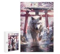 Puzzle for Teenagerss 1000 PCS Wolf Spirit Sakura Torii Puzzles for Adults Brain Teaser Game Home Decoration Stress Reduction Gifts 1000 PCS