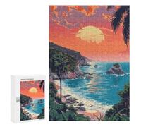 Puzzle for Teenagerss 300 PCS Big Sur Beach Pixel Art Puzzles for Adults Brain Teaser Game Home Decoration Stress Reduction Gifts 300 PCS