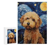 Puzzle for Teenagerss 300 PCS Cockapoo Starry Night Dog Puzzles for Adults Fun Games Perfect Decoration Deal As Gifts for The Whole Family 300 PCS