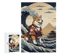Puzzle for Teenagerss 300 PCS Corgi Wave Off Kanagawa Puzzles for Adults Brain Teaser Game Home Decoration Stress Reduction Gifts 300 PCS