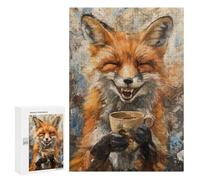 Puzzle for Teenagerss 300 PCS Evil Laugh Fox Coffee Tea Teenagers Puzzles Toy Wall Decor But Fun And Humorous Unique Birthday And Gifts 300 PCS