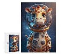 Puzzle for Teenagerss 300 PCS Giraffe Astronaut in Space Puzzles for Adults Brain Teaser Game Home Decoration Stress Reduction Gifts 300 PCS