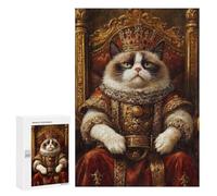 Puzzle for Teenagerss 300 PCS Grumpy Cat King Puzzles for Adults Brain Teaser Game Home Decoration Stress Reduction Gifts 300 PCS