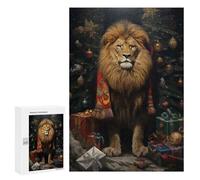 Puzzle for Teenagerss 300 PCS Lion Xmas Sweet Puzzles for Adults Brain Teaser Game Home Decoration Stress Reduction Gifts 300 PCS