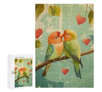 Puzzle for Teenagerss 300 PCS Lovebirds on Branch with Hearts Puzzles for Adults Brain Teaser Game Home Decoration Stress Reduction Gifts 300 PCS