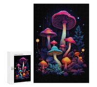 Puzzle for Teenagerss 300 PCS Neon Mushroom Dream Puzzles for Adults Fun Games Perfect Decoration Deal As Gifts for The Whole Family 300 PCS