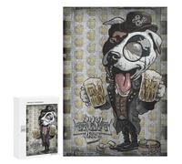Puzzle for Teenagerss 300 PCS Pit Bull Enjoy Craft Beer Puzzles for Adults Brain Teaser Game Home Decoration Stress Reduction Gifts 300 PCS