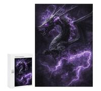 Puzzle for Teenagerss 300 PCS Purple Lightning Dragon Puzzles for Adults Brain Teaser Game Home Decoration Stress Reduction Gifts 300 PCS