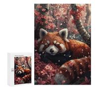 Puzzle for Teenagerss 300 PCS Red Panda Sleeping Sakura Puzzles for Adults Fun Games Perfect Decoration Deal As Gifts for The Whole Family 300 PCS