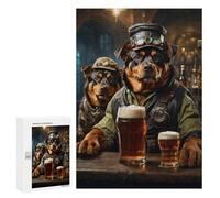 Puzzle for Teenagerss 300 PCS Rottweiler Beer Hound Puzzles for Adults Brain Teaser Game Home Decoration Stress Reduction Gifts 300 PCS