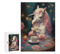 Puzzle for Teenagerss 300 PCS Sweet Xmas Tea Unicorn Puzzles for Adults Brain Teaser Game Home Decoration Stress Reduction Gifts 300 PCS