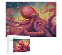 Puzzle for Teenagerss 300 PCS Vibrant Octopus in Abstract Ocean Artwork -1 Puzzles for Adults Family Games For Family Fun Deal As Gifts for The Whole Family 300 PCS